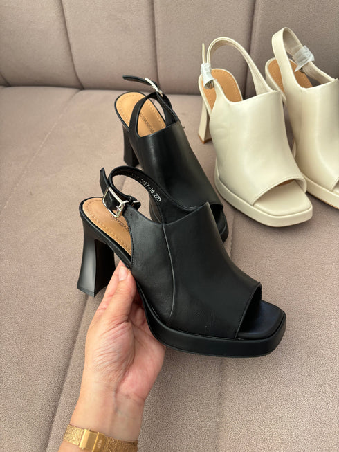 Ladies Peep Toe Buckle Strap Platform Sandals
